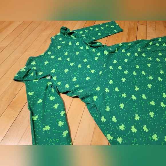 Cat & Jack Girls Green Shamrock Dress St. Patrick’s day 14/16 XLarge 3/4 Sleeve - Picture 6 of 7